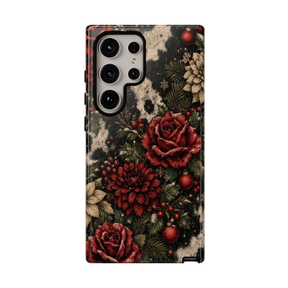 Cowhide Christmas Roses Tough Case