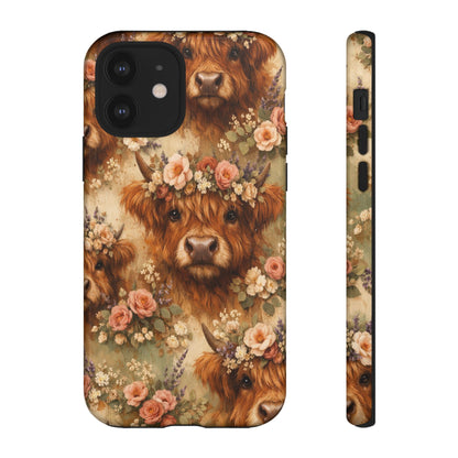 Floral Highland Cow Tough Case