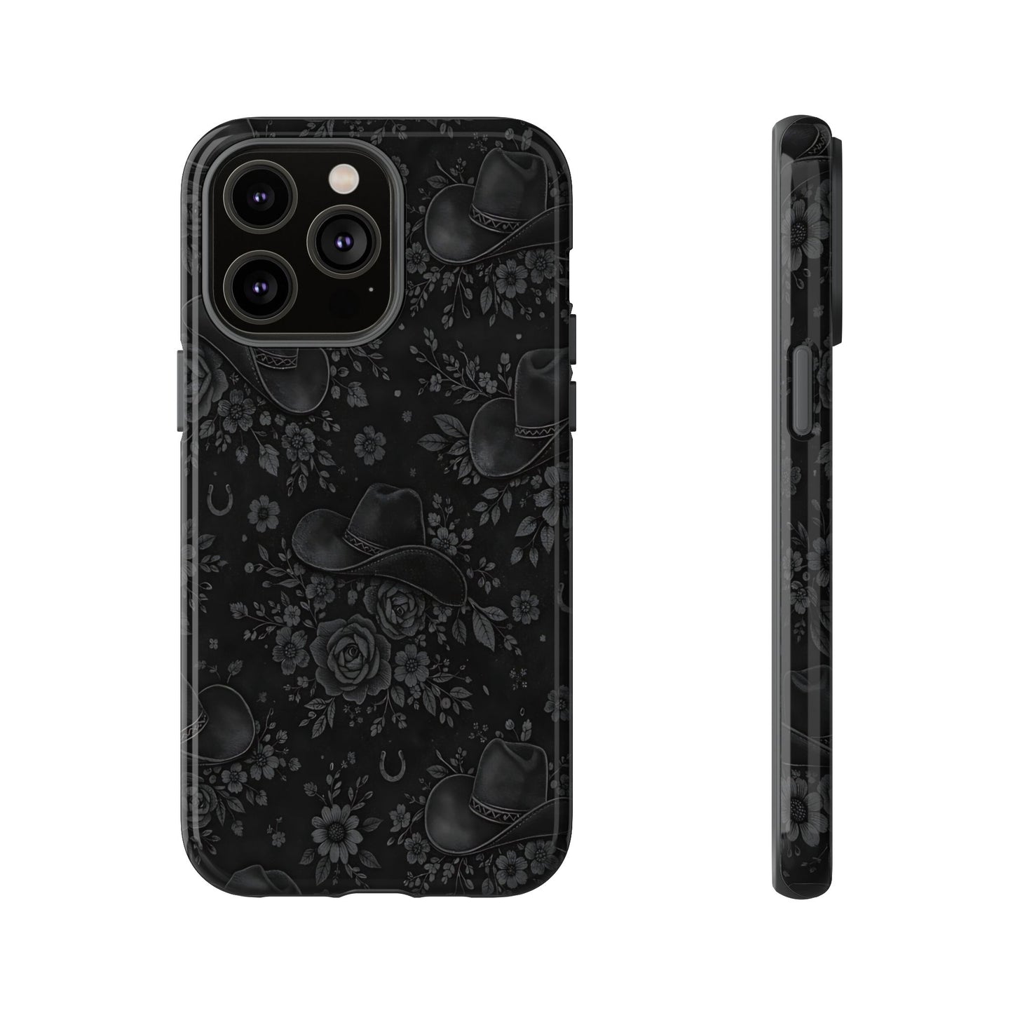 Western Noir Floral Hats Tough Case