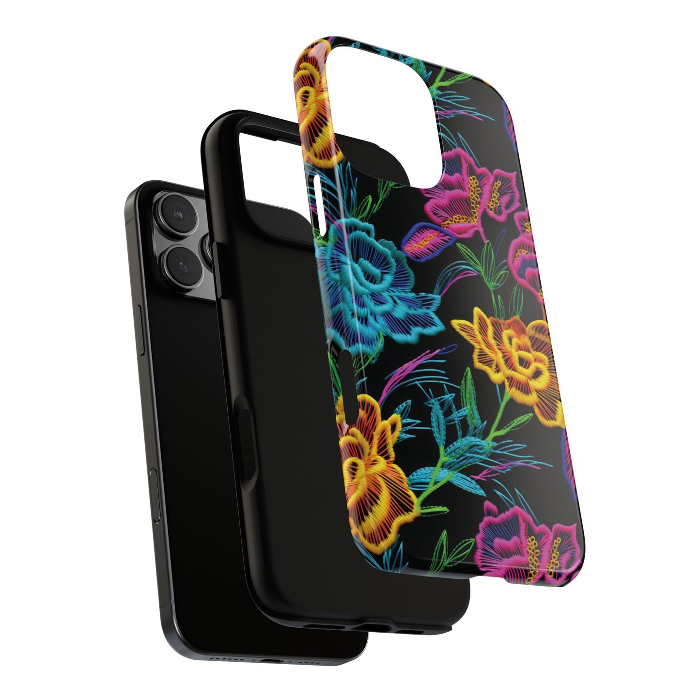 Neon Orange Flowers Tough Phone Case
