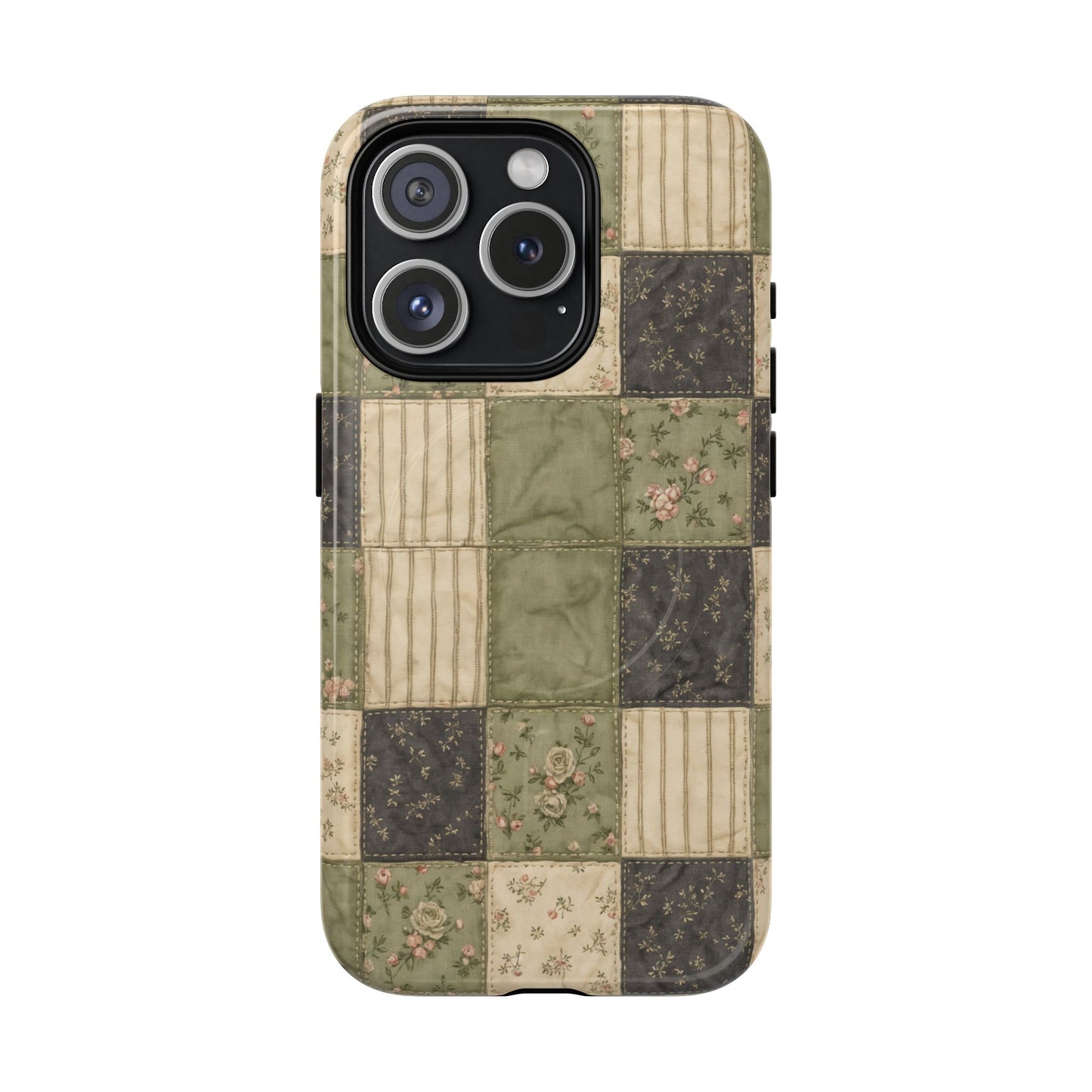 Sage Floral Patchwork Magnetic Case