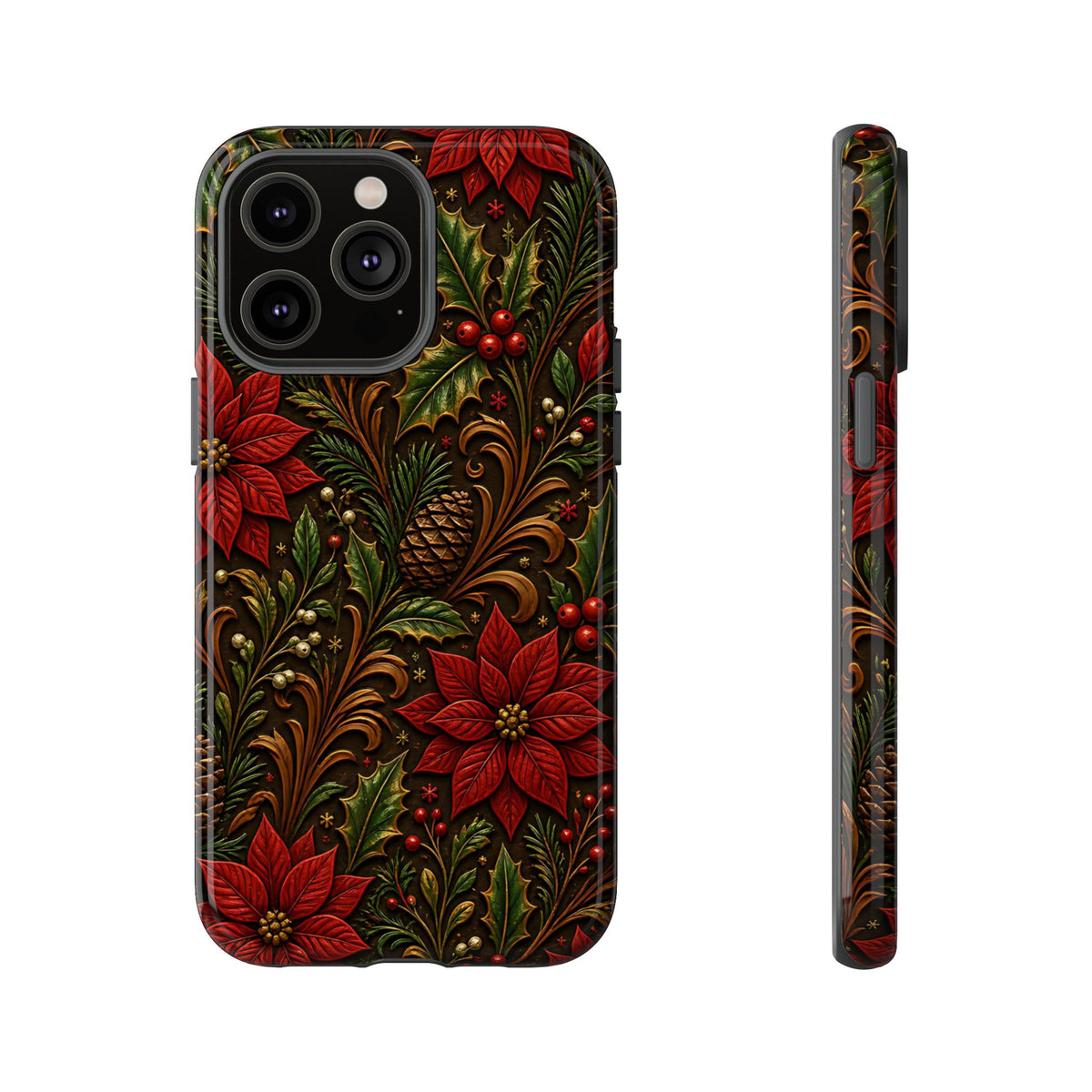 Carved Christmas Holly Tough Case