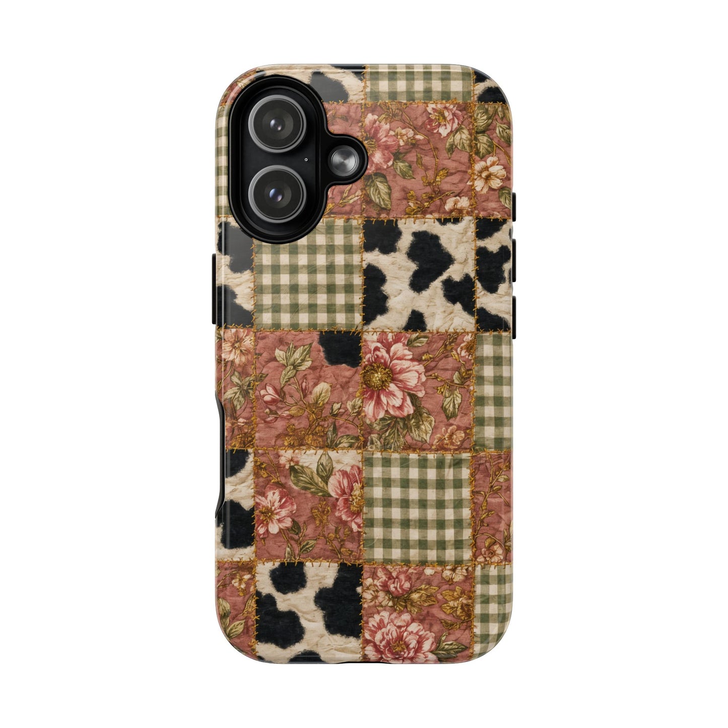 Cowhide Floral Quilt Magnetic Case