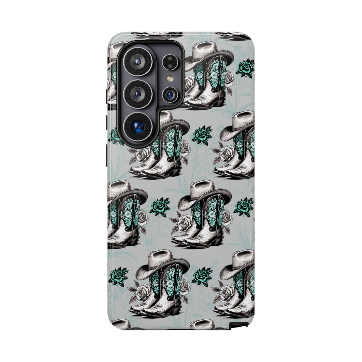 Teal Floral Boots Tough Case