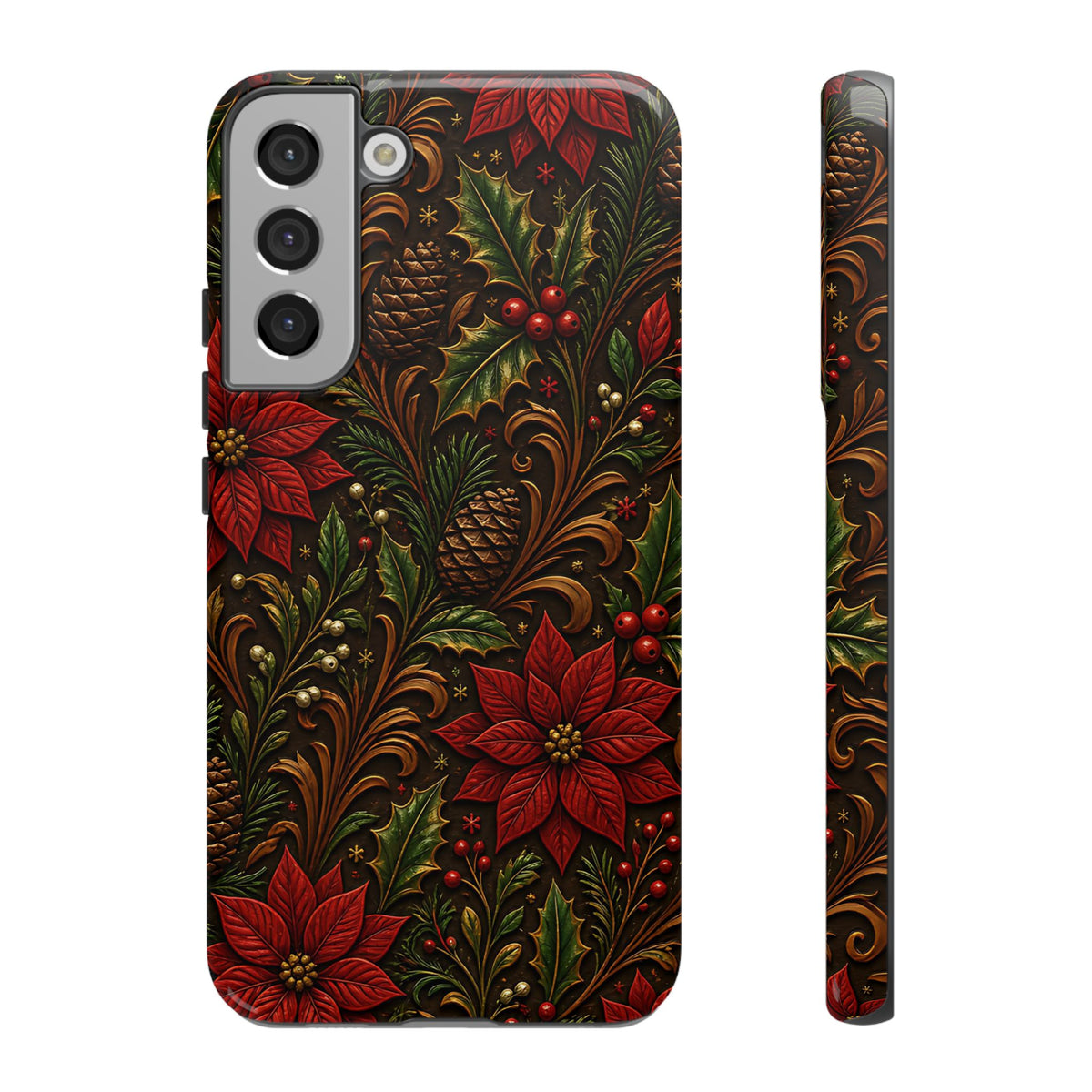Carved Christmas Holly Tough Case