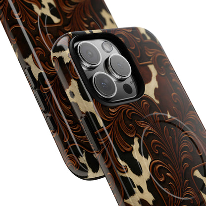 Faux Tooled Cowhide Magnetic Case