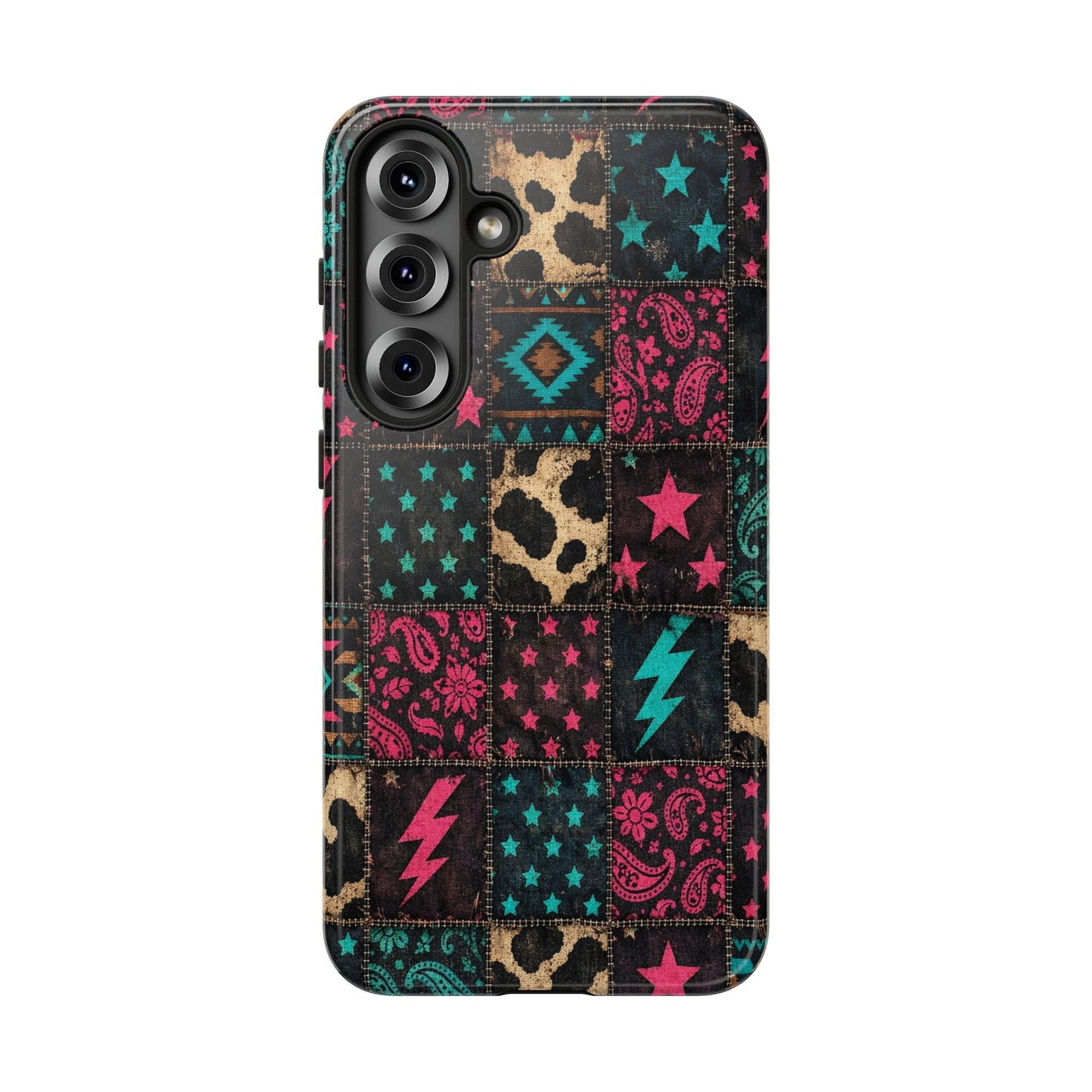 Neon Cowhide Patchwork Tough Case