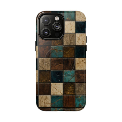 Teal Walnut Tile Magnetic Case