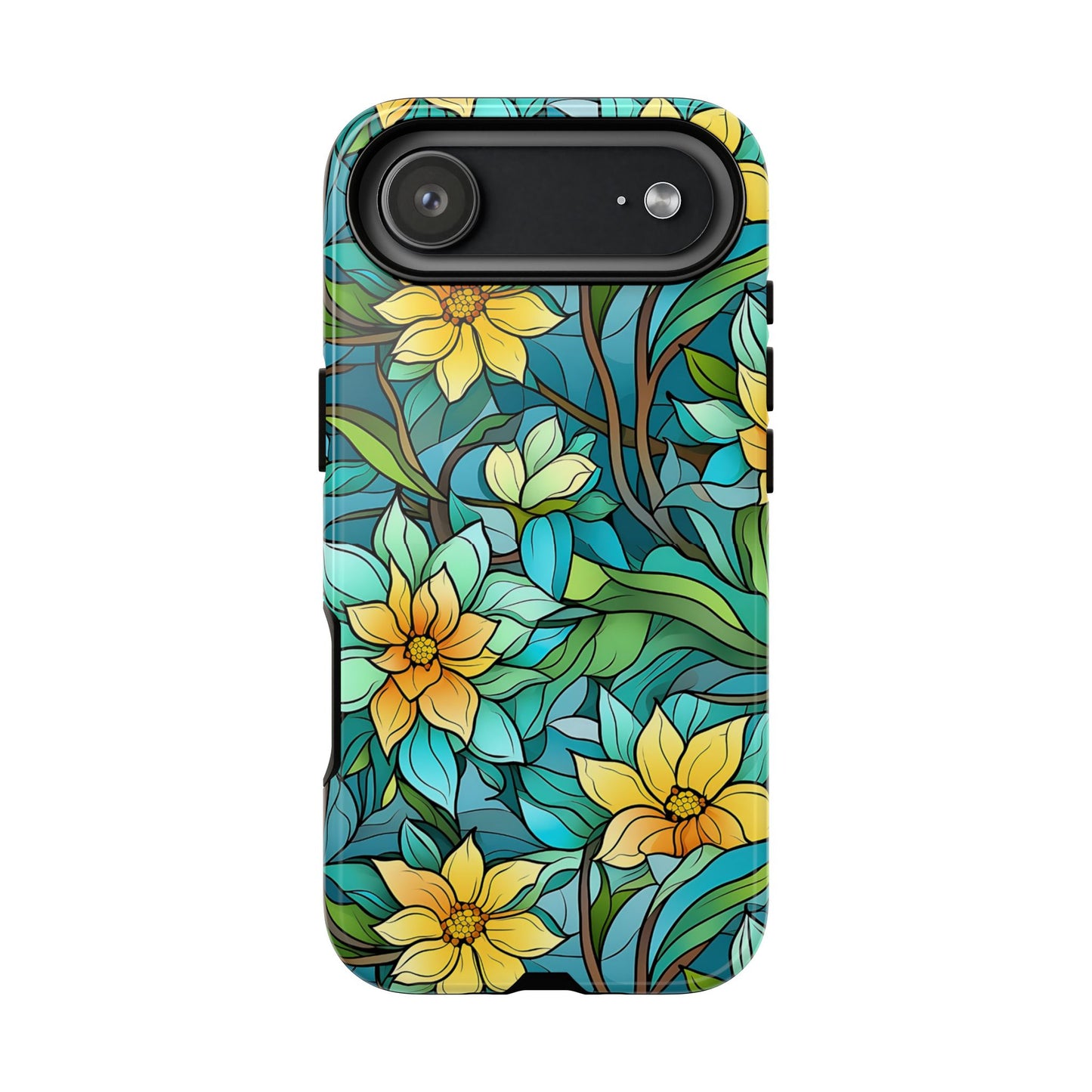 Stained Glass Yellow Flowers Tough Phone Case