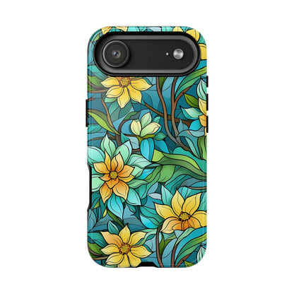 Stained Glass Yellow Flowers Tough Phone Case