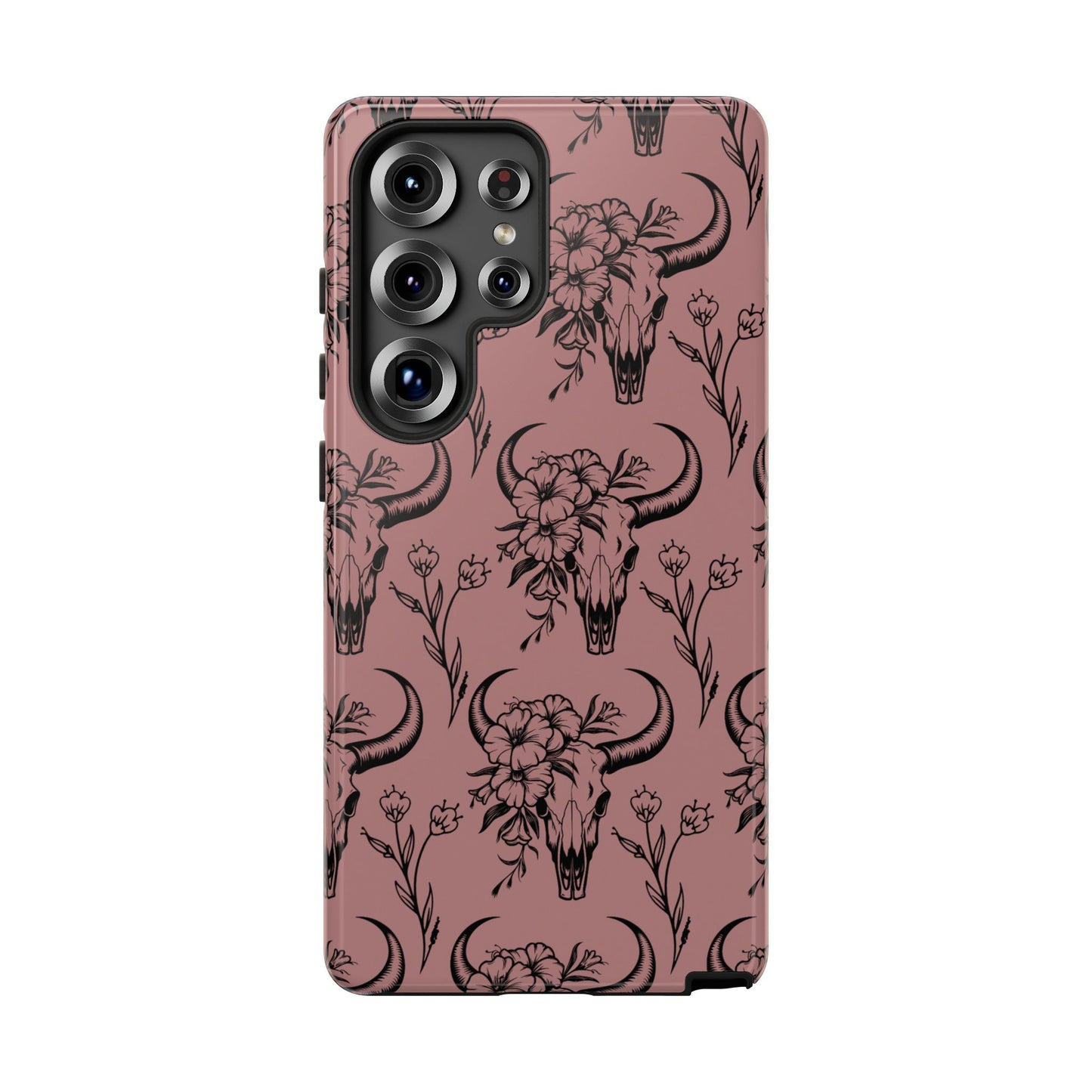 Mauve Floral Skull Tough Phone Case