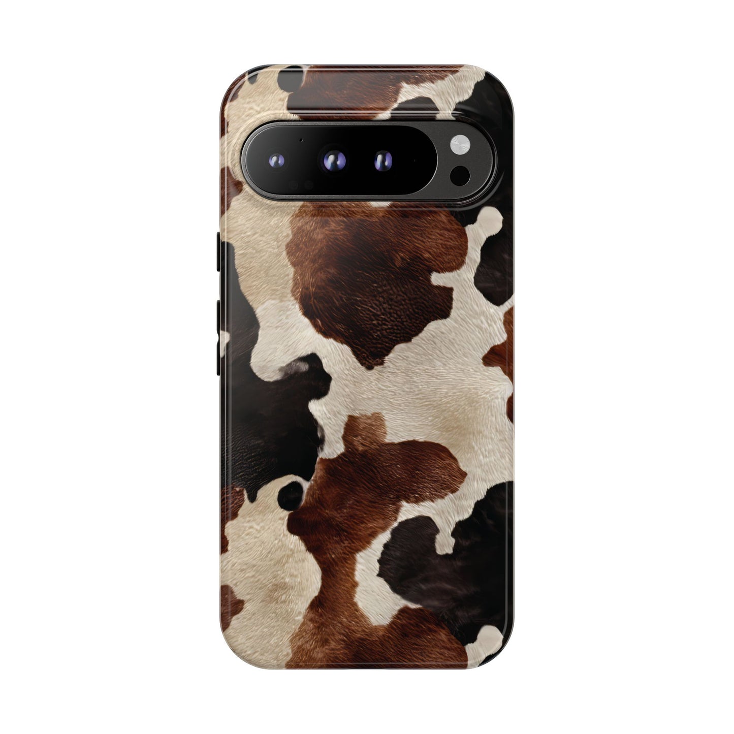 Brown Black Cowhide Tough Phone Case