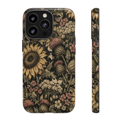 Cowhide Sunflower Thistles Tough Case