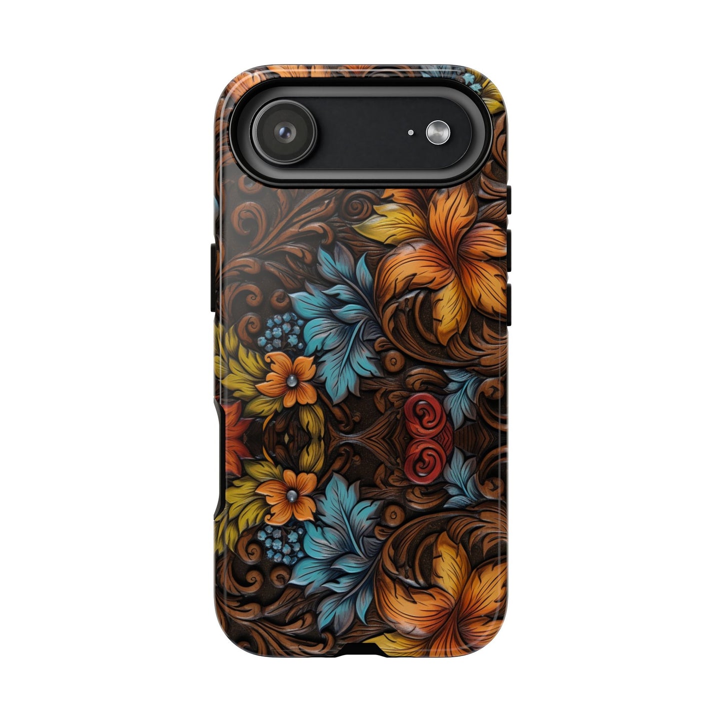 Floral Wood-Print Tough Phone Case