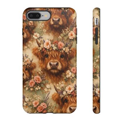 Floral Highland Cow Tough Case