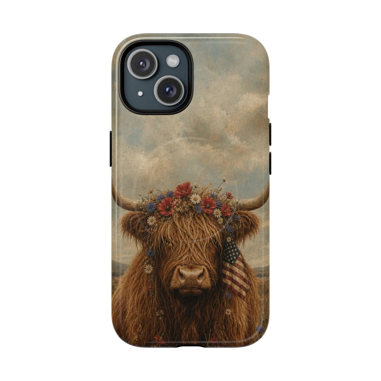 Patriotic Highland Cow Magnetic Case