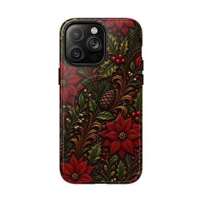 Carved Christmas Holly Magnetic Case