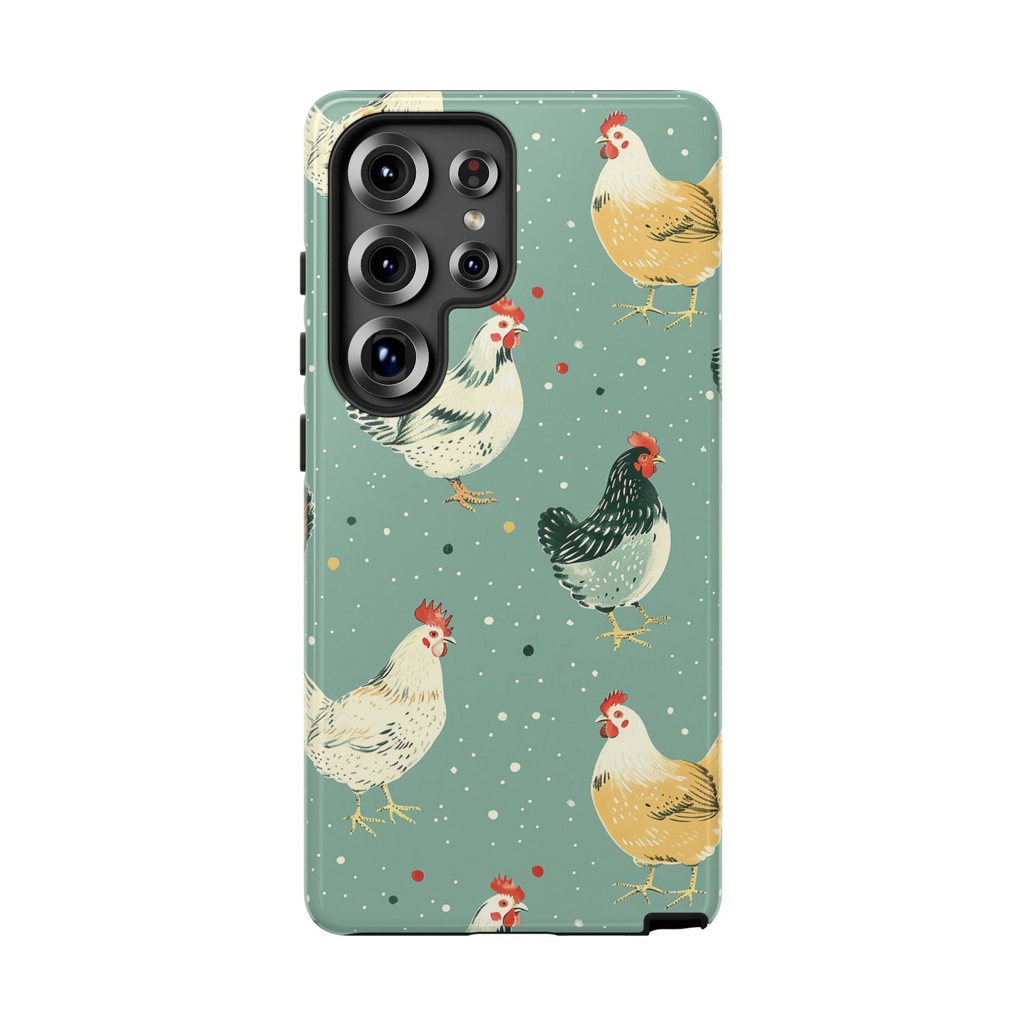 Green Polka Dot Chickens Tough Phone Case