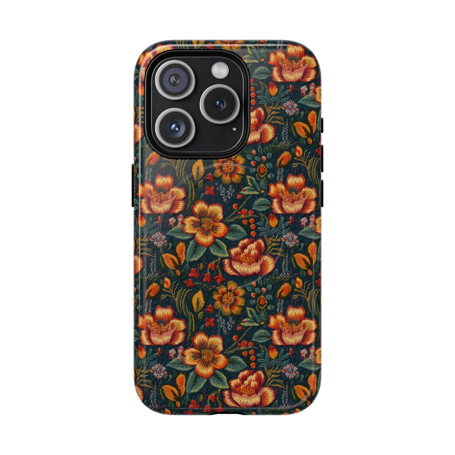 Embroidered Flowers Magnetic Case