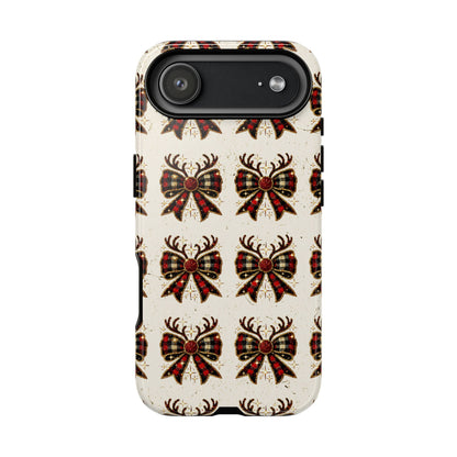 Christmas Antlers + Bows Tough Phone Case
