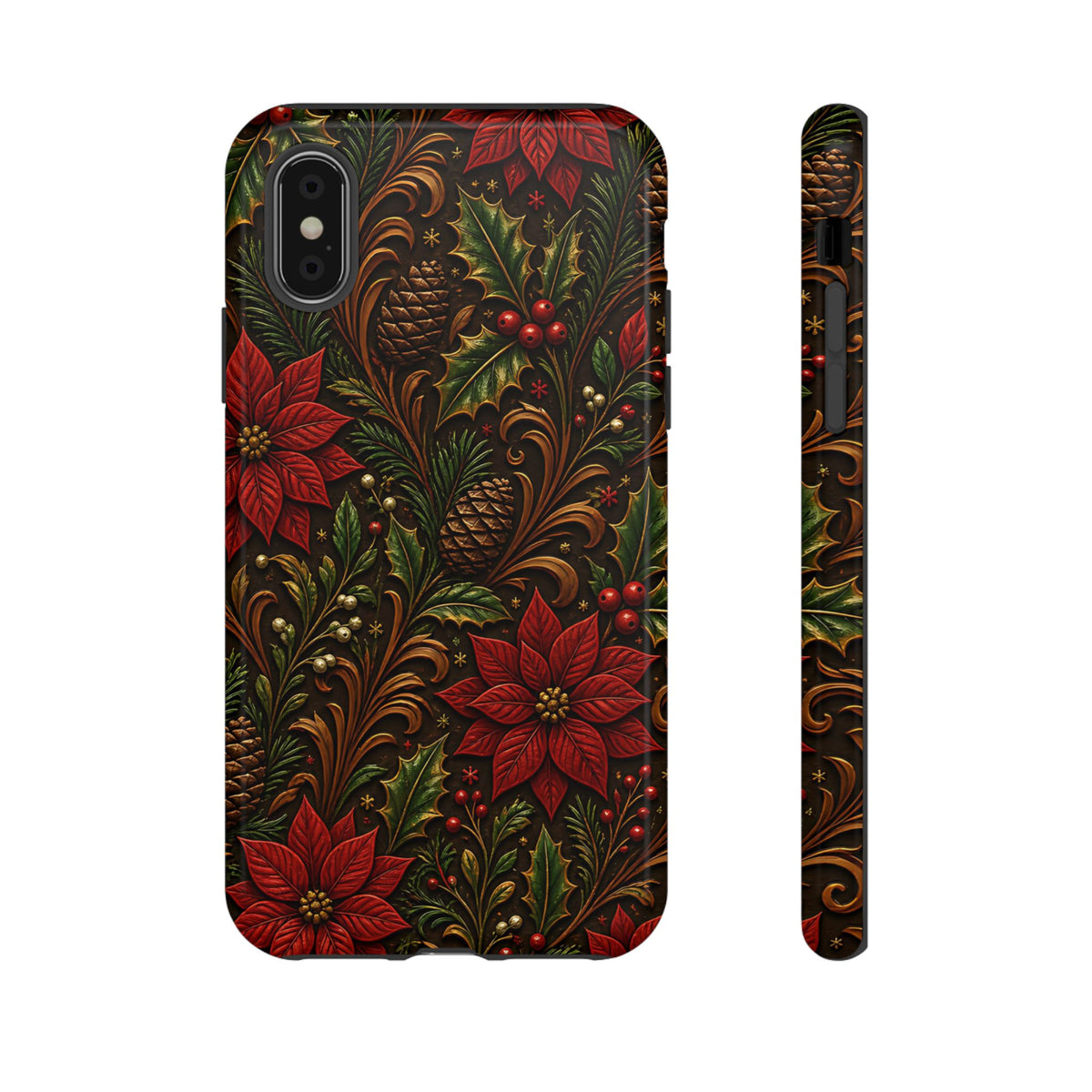 Carved Christmas Holly Tough Case