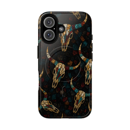 Stained Bull Skull Magnetic Case