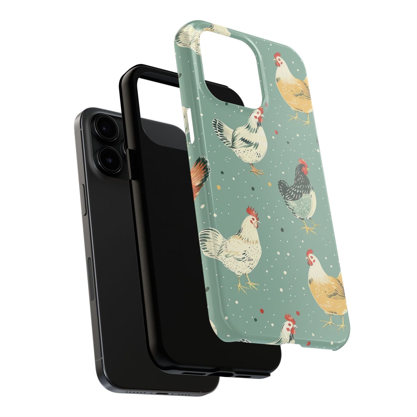 Green Polka Dot Chickens Phone Case