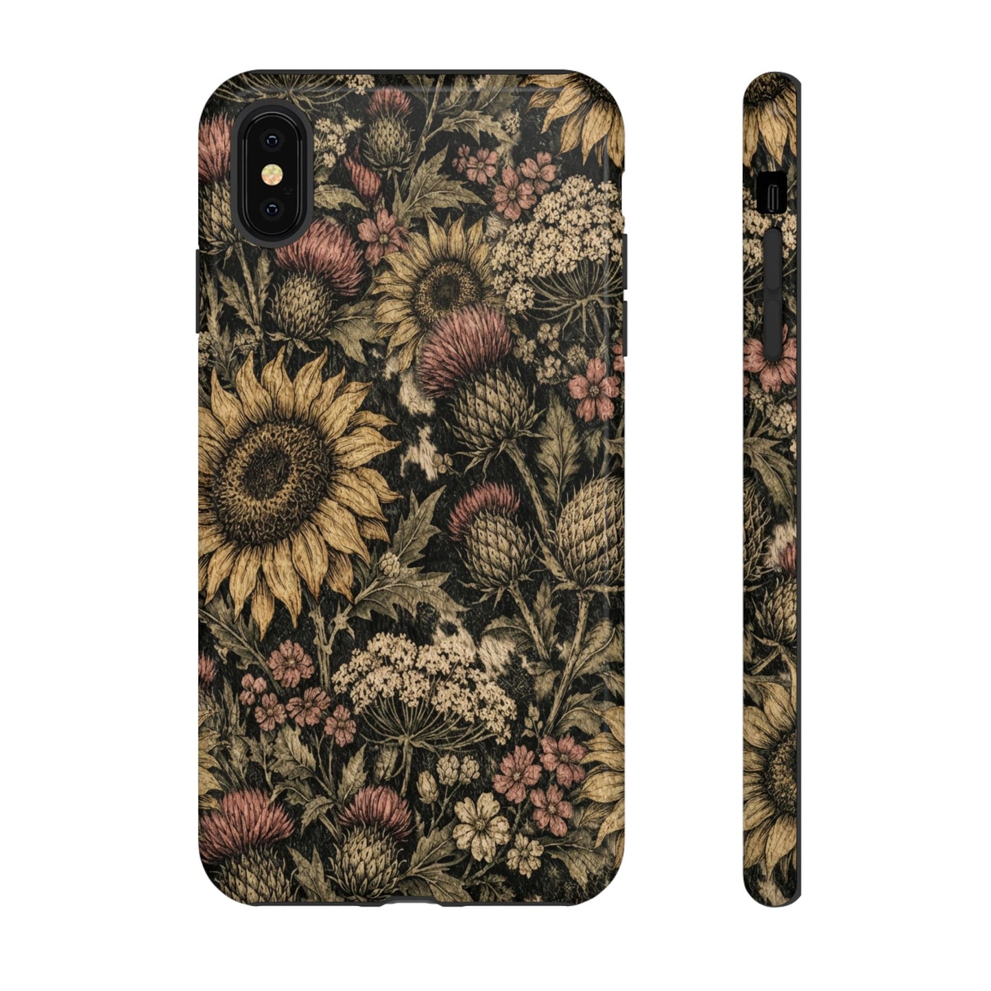 Cowhide Sunflower Thistles Tough Case