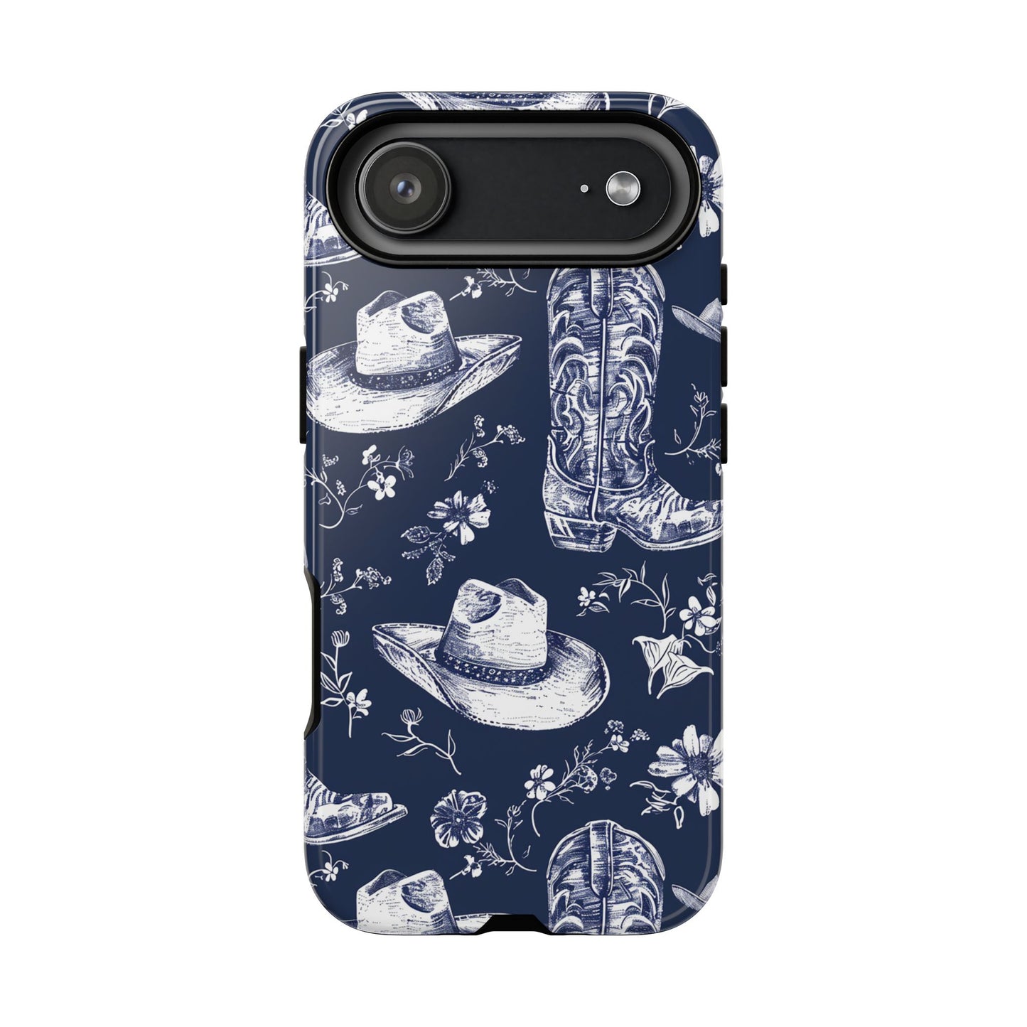 Navy Floral Boots Tough Phone Case