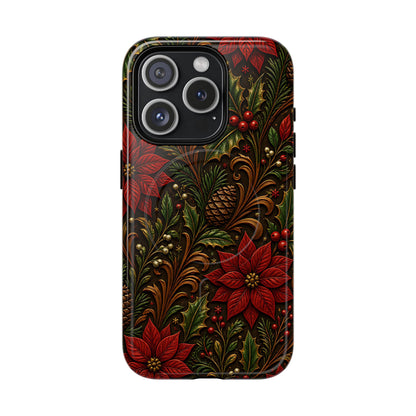 Carved Christmas Holly Magnetic Case