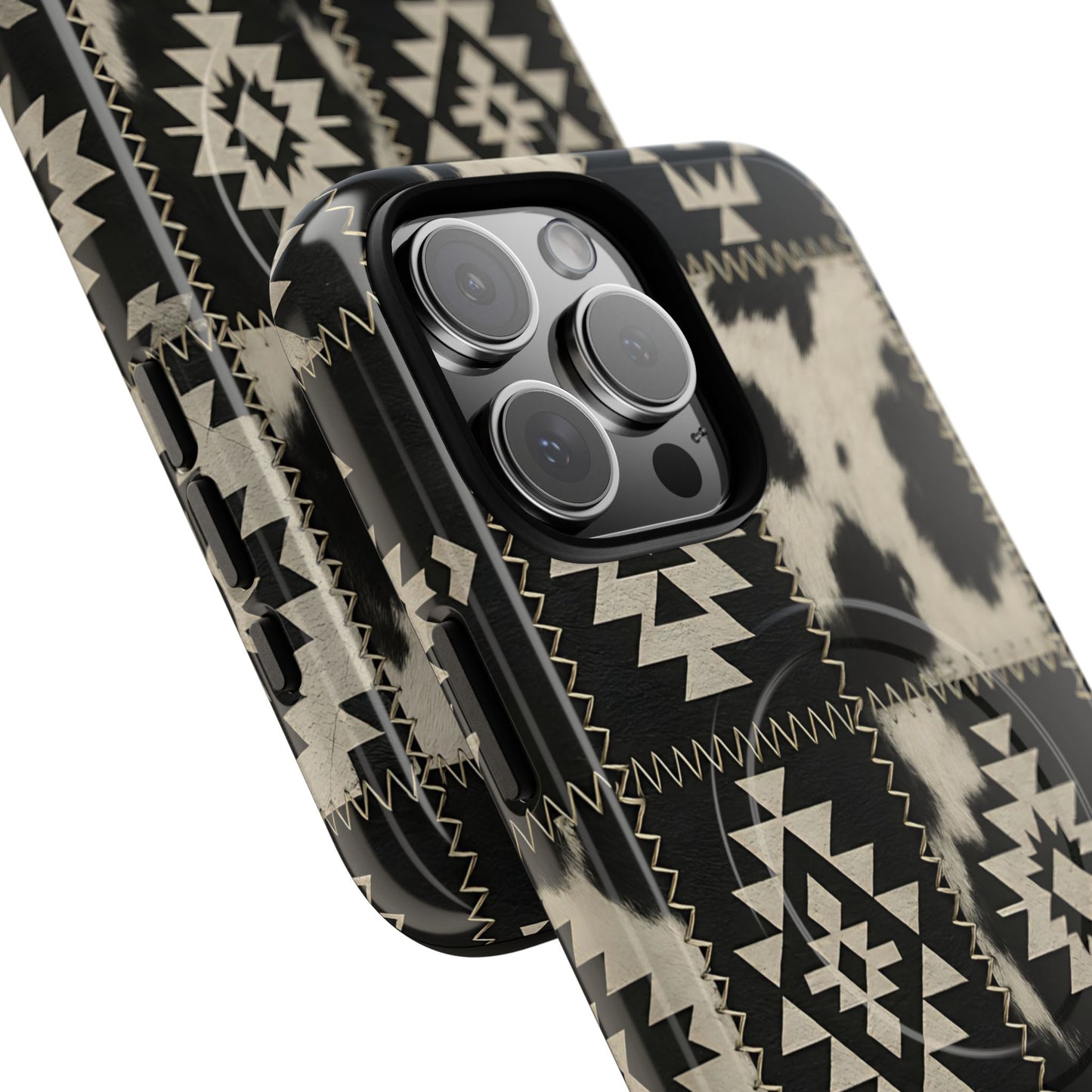 Black Aztec Patchwork Magnetic Case