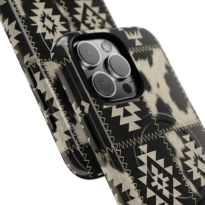 Black Aztec Patchwork Magnetic Case
