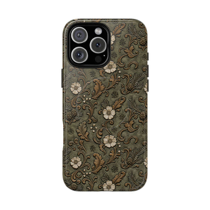 Sage Tooled Roses Magnetic Case