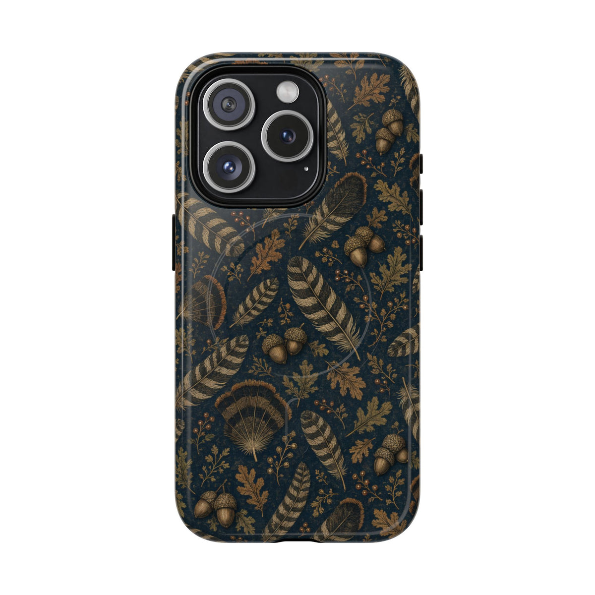Navy Feathers Magnetic Case