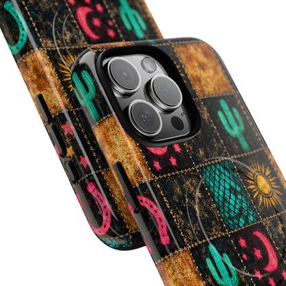 Neon Cactus Patchwork Magnetic Case