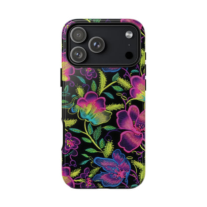 Neon Green Flowers Tough Phone Case