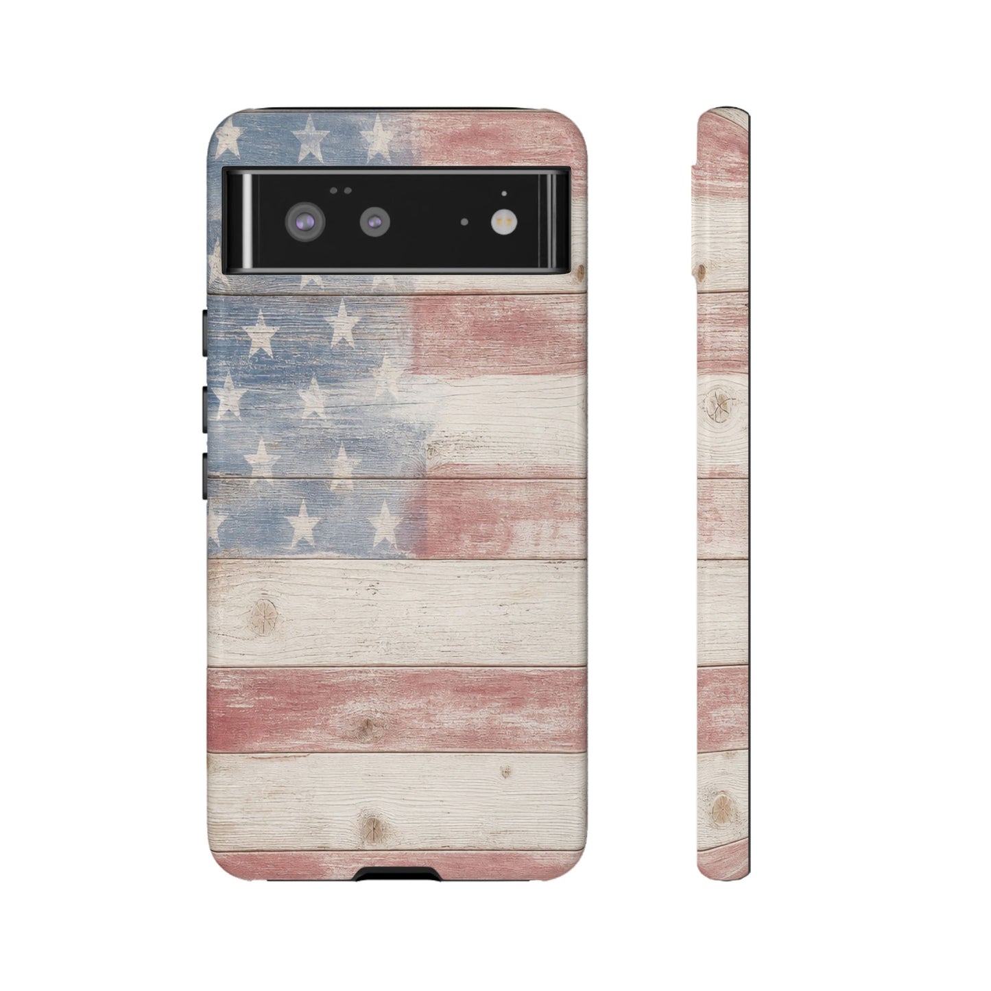 White Wood Flag Tough Case