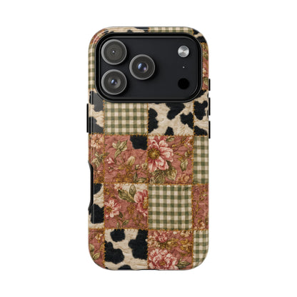 Cowhide Floral Quilt Tough Case