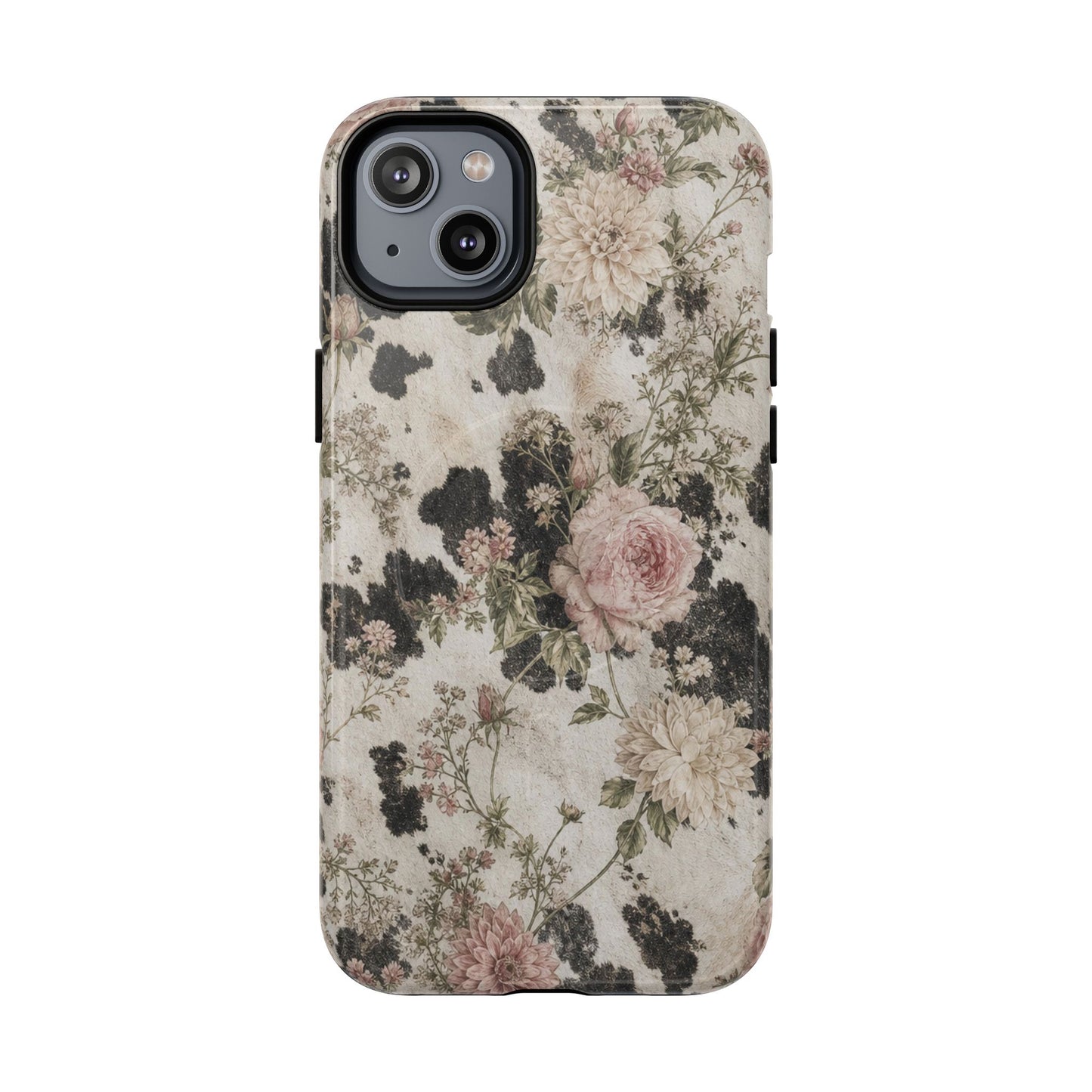 Floral Cowhide Magnetic Case