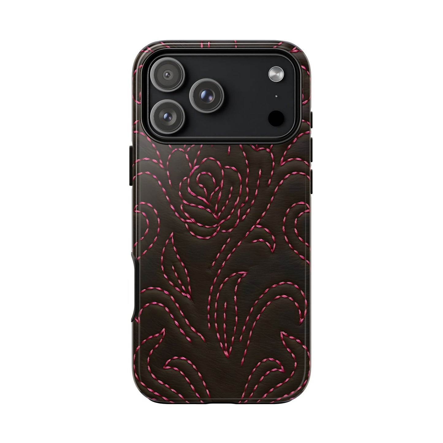 Pink on Black Stitch Tough Phone Case