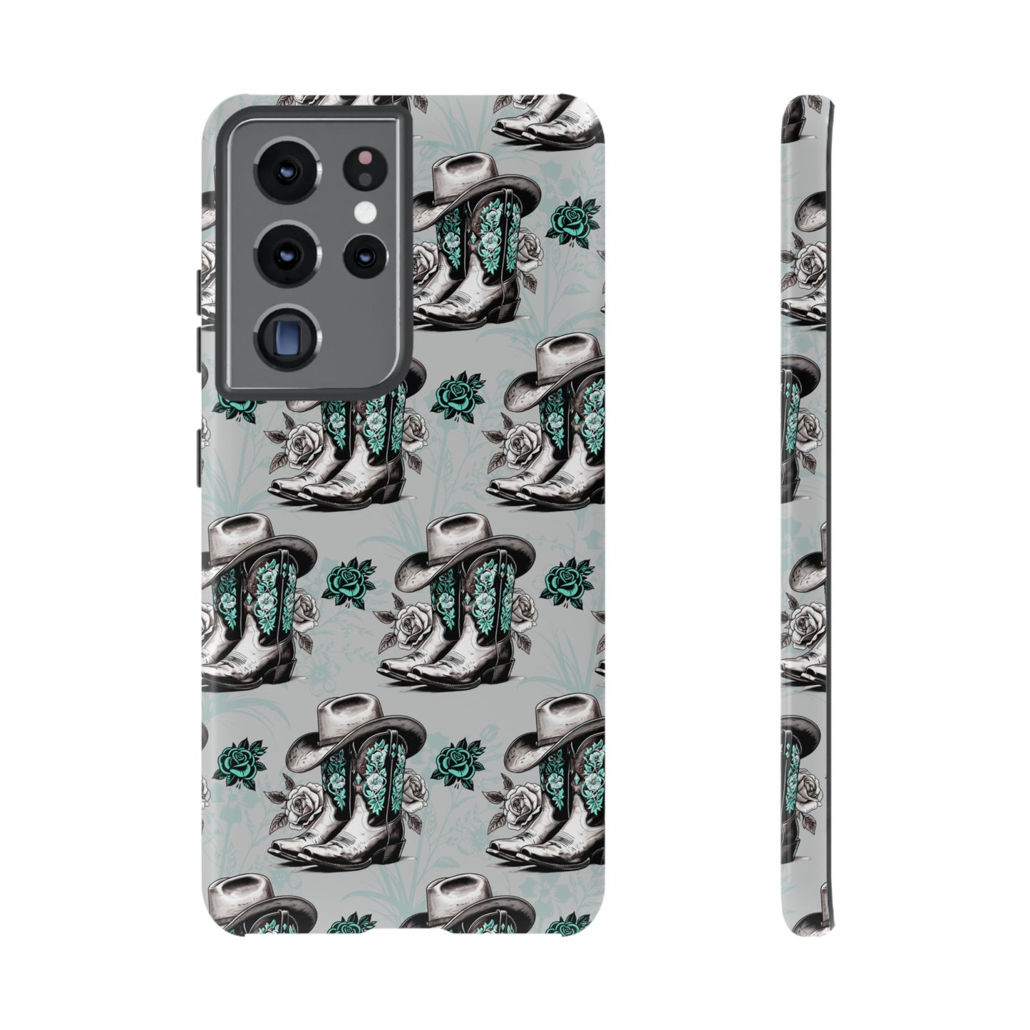 Teal Floral Boots Tough Case