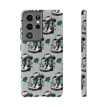 Teal Floral Boots Tough Case