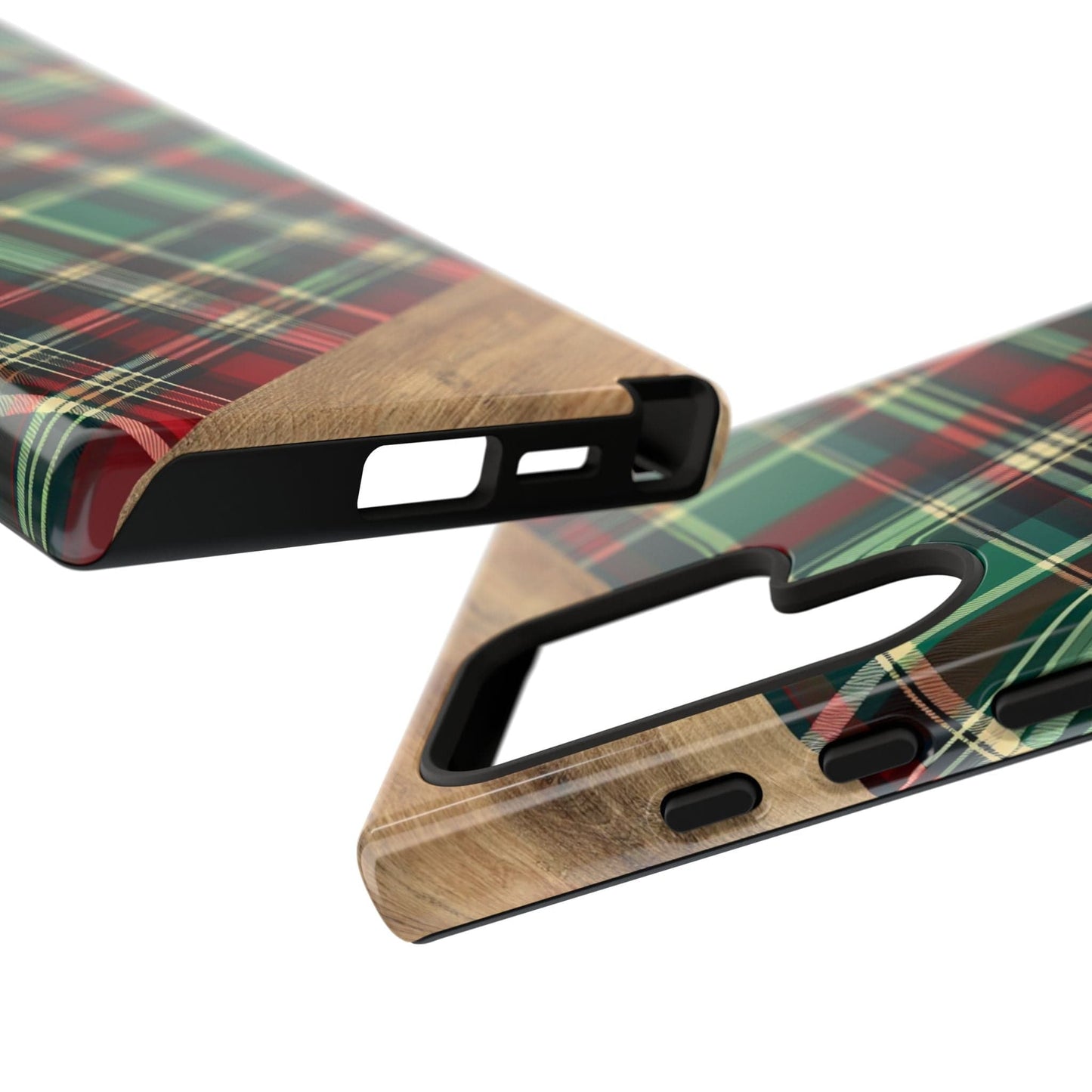 Country Christmas Plaid and Wood Phone Case