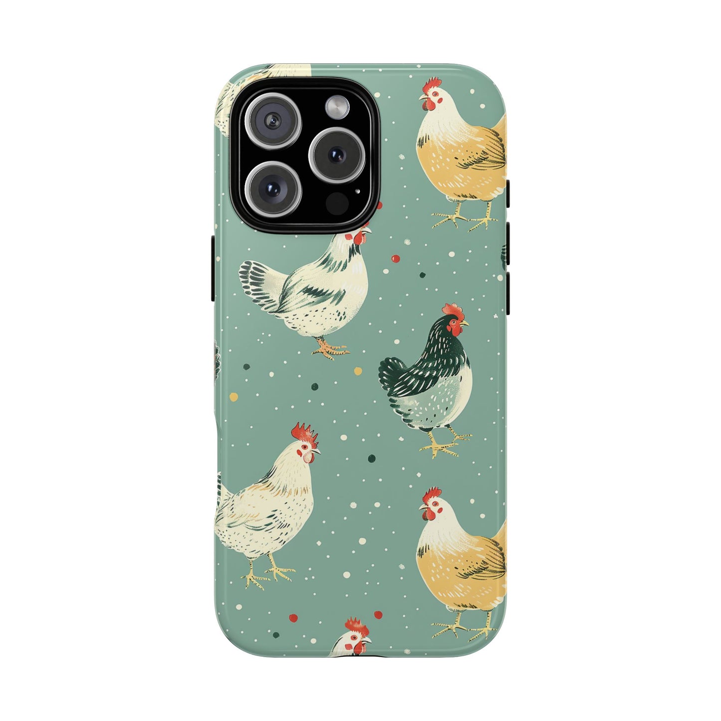 Green Polka Dot Chickens Tough Phone Case