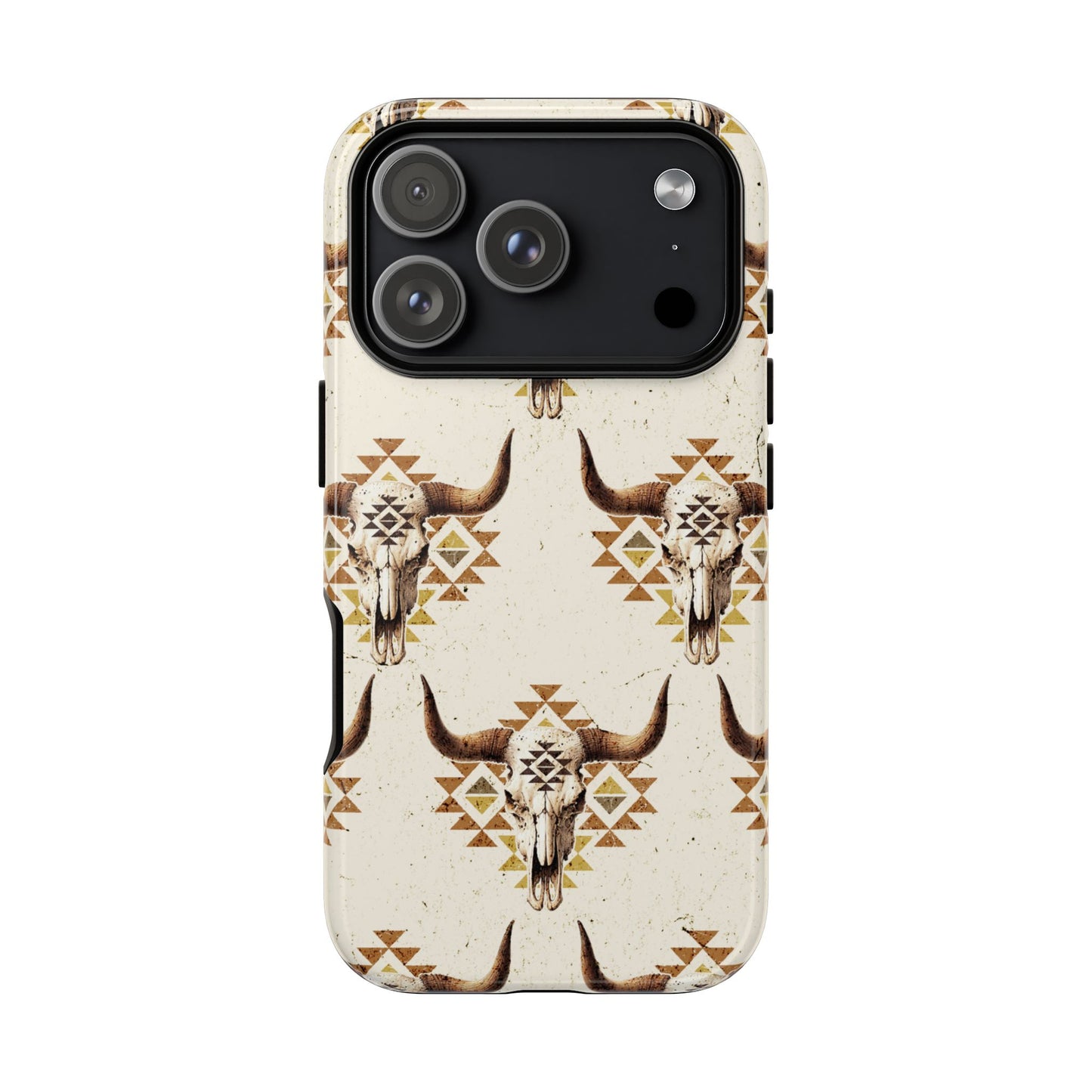 Cream Aztec Skull Tough Phone Case