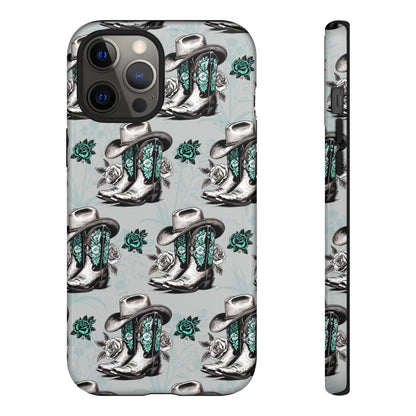 Teal Floral Boots Tough Case