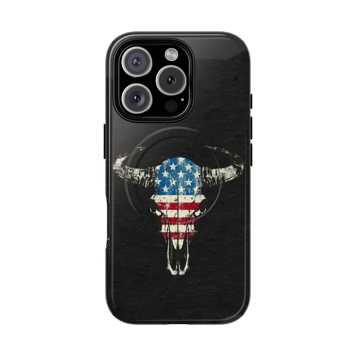 Patriotic Bull Skull Magnetic Case