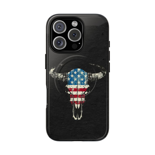 Patriotic Bull Skull Magnetic Case