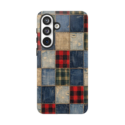 Denim Plaid Patchwork Tough Case