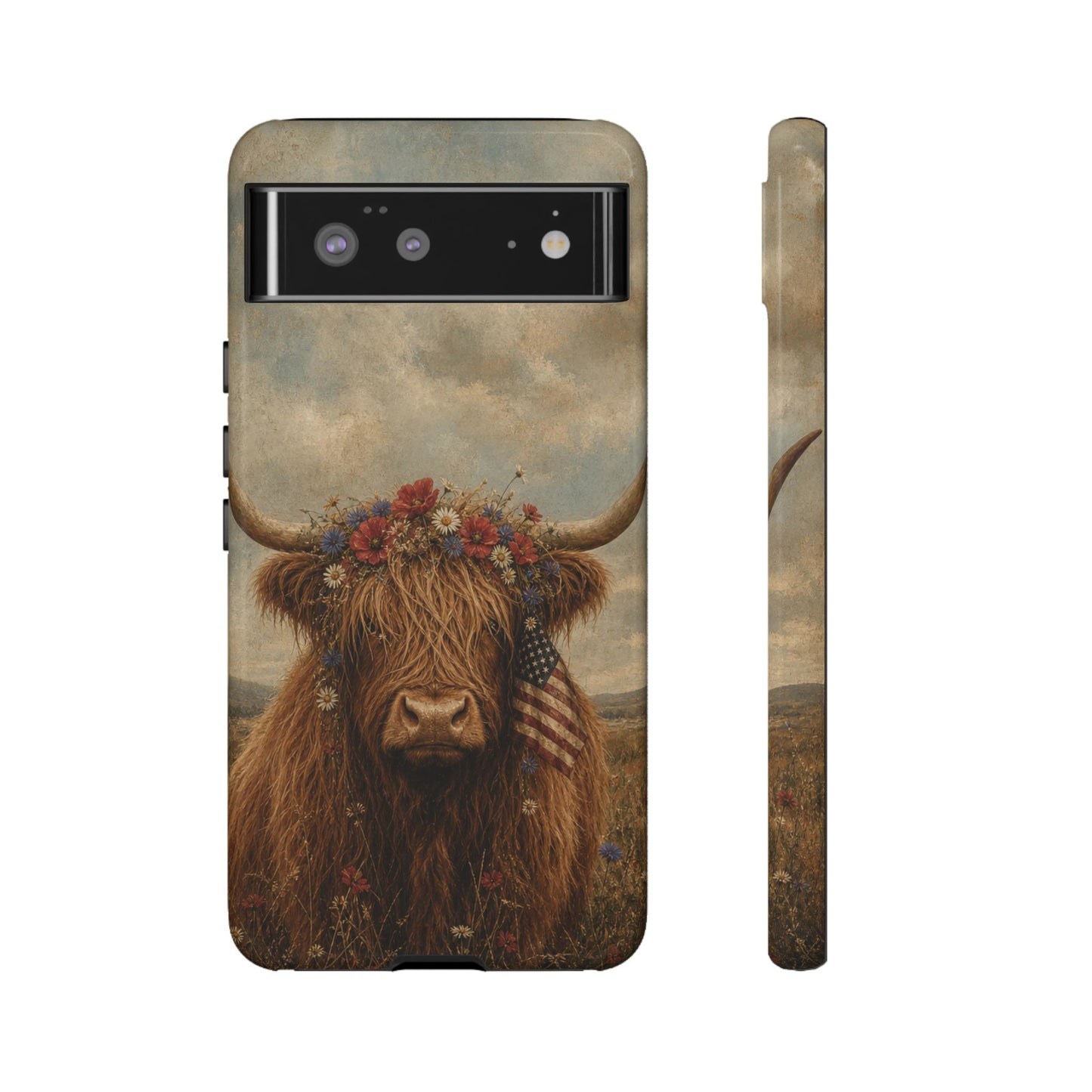 Patriotic Highland Cow Tough Case